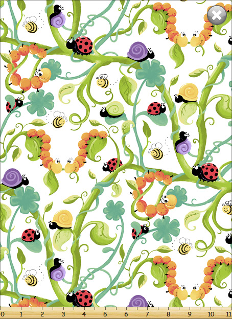 100% Cotton Remnant - Leif The Caterpillar - 112cm/44